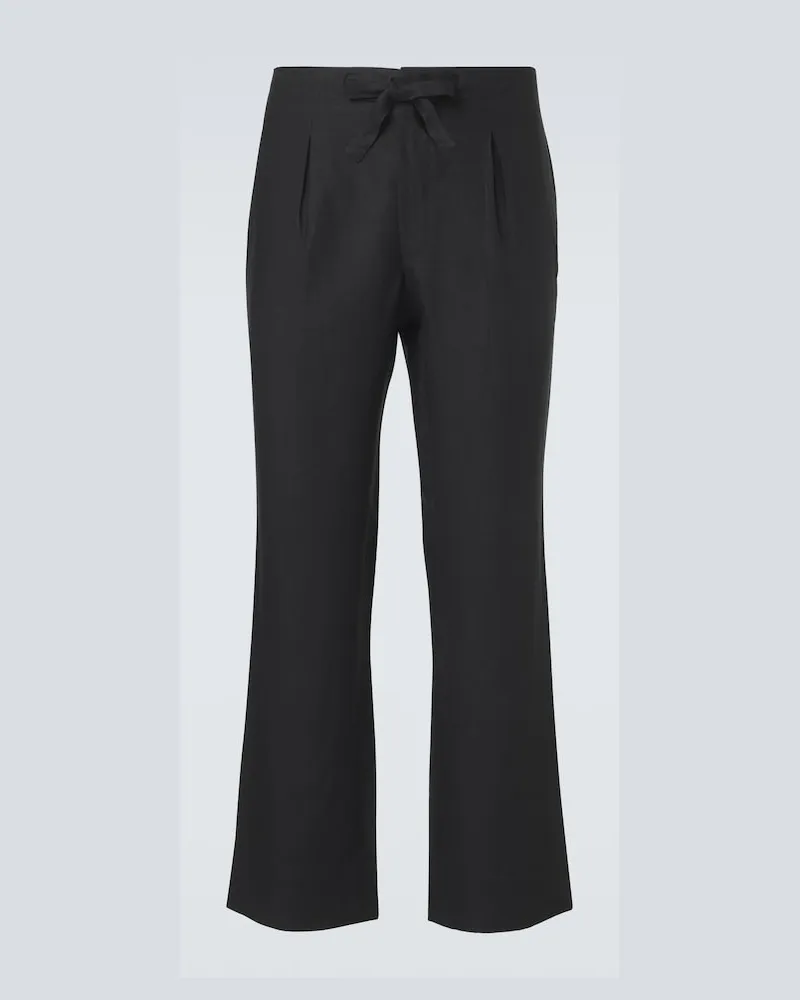 Stoffa Stòffa Gerade Hose aus Leinen Schwarz