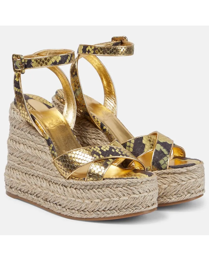 Christian Louboutin Espadrille-Sandalen Mariza aus Metallic-Leder Multicolor