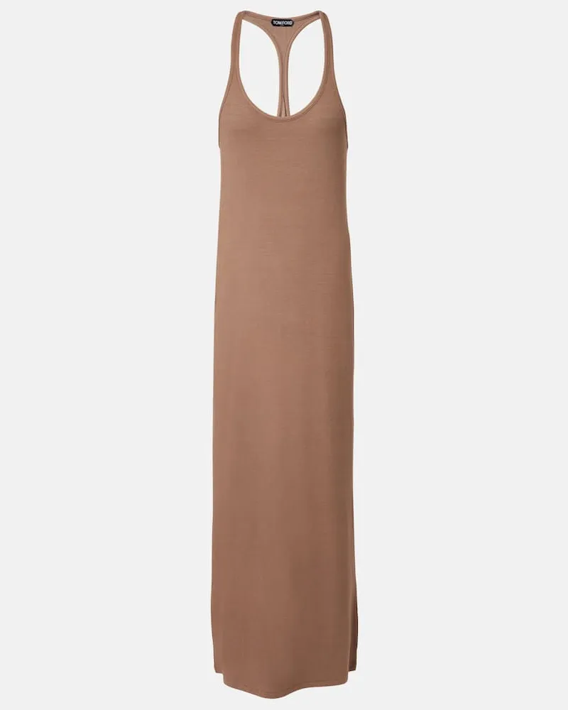 Tom Ford Maxikleid Racerback aus Jersey Braun