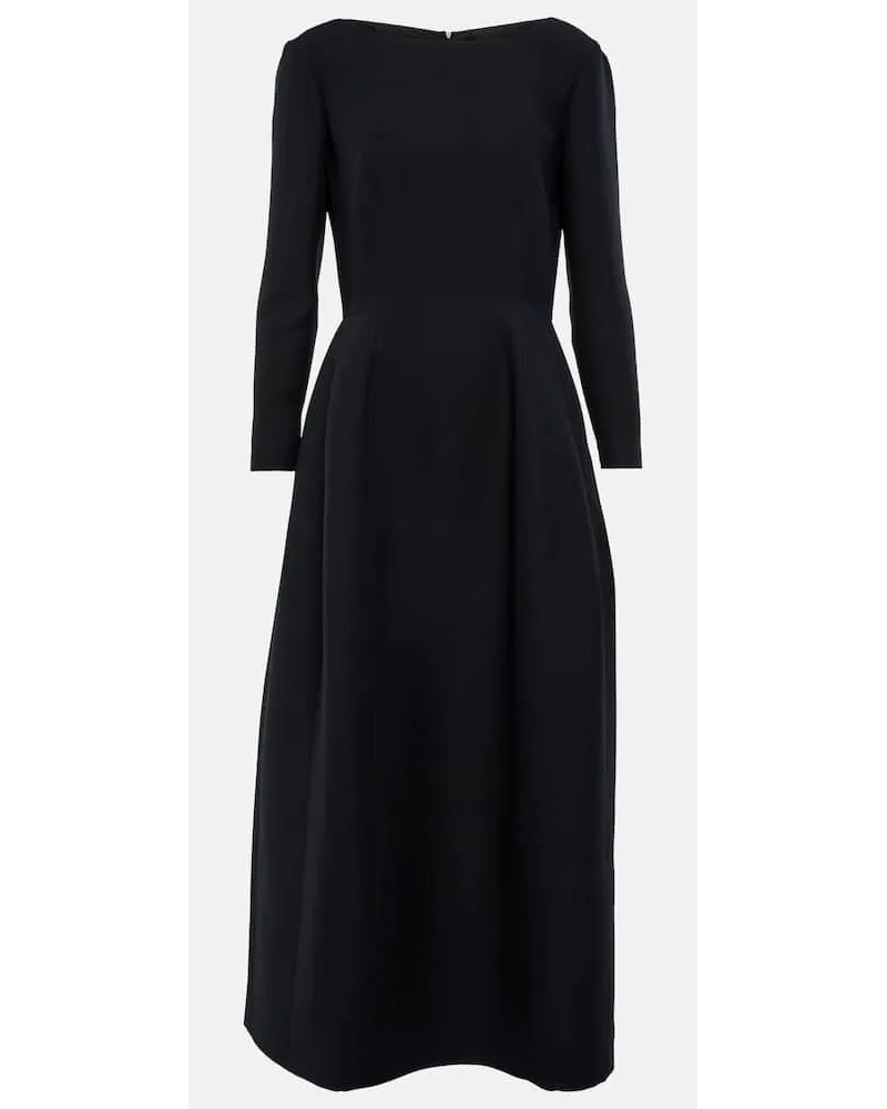 The Row Midikleid Lilibet aus Wolle und Seide Schwarz