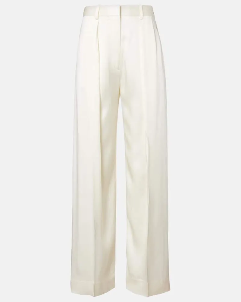 Victoria Beckham Weite Hose aus Satin Weiß