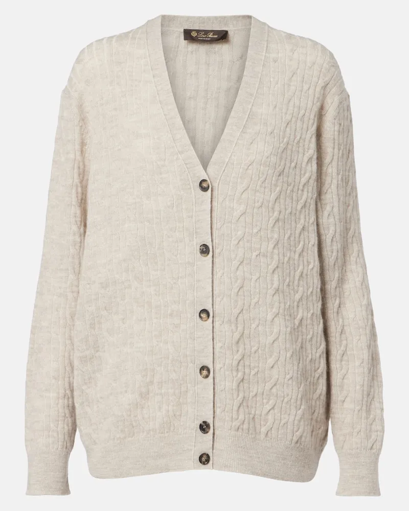 Loro Piana Cardigan Walnut aus Wolle, Kaschmir und Seide Beige