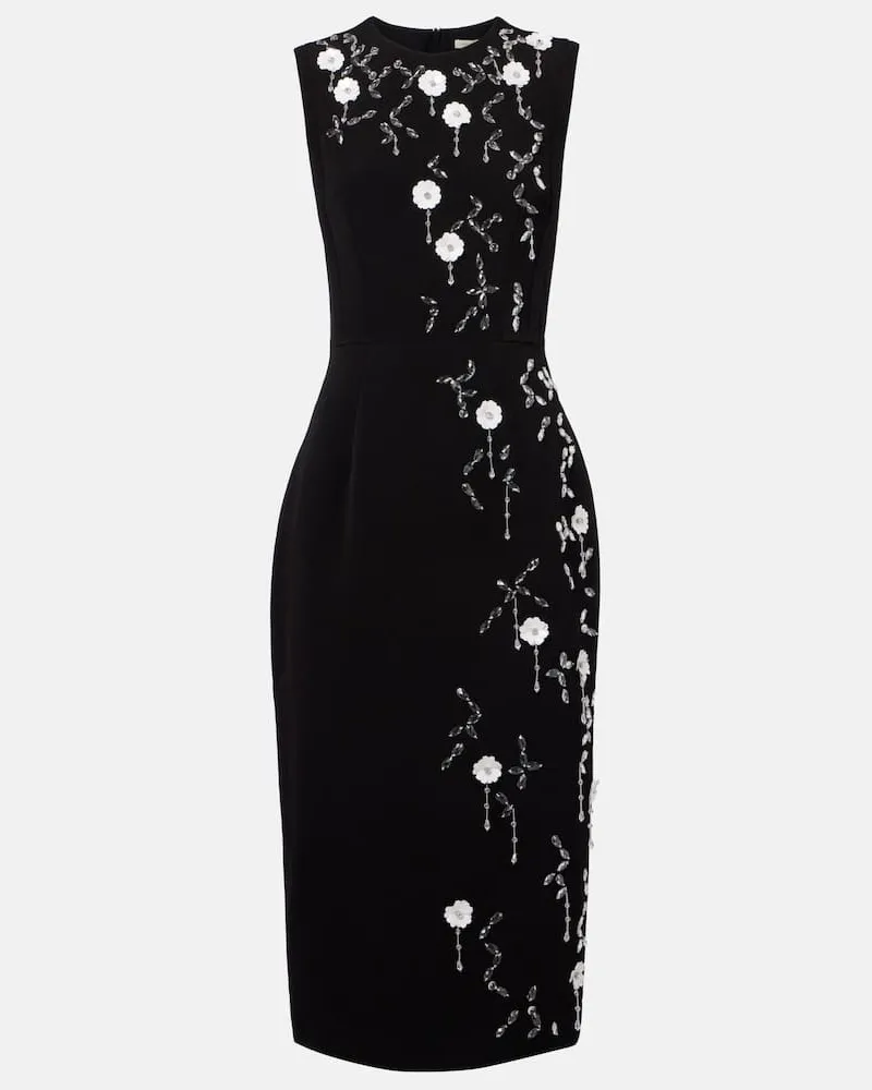 EMILIA WICKSTEAD Verziertes Midikleid Cappia Schwarz