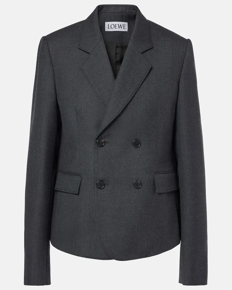 Loewe Cropped-Blazer aus Wolle Grau