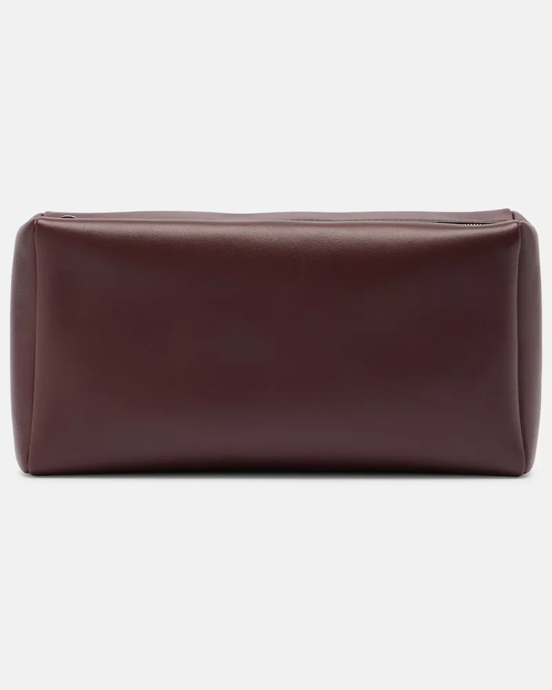 The Row Clutch aus Leder Burgunderrot
