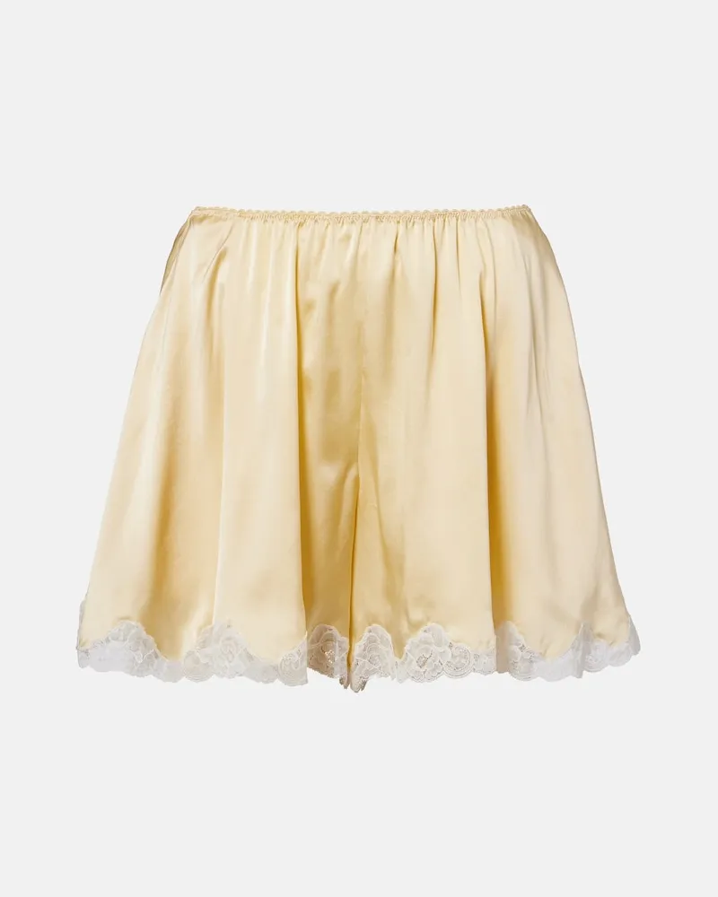 Chloé Chloé Shorts aus Seidensatin mit Spitze Gelb