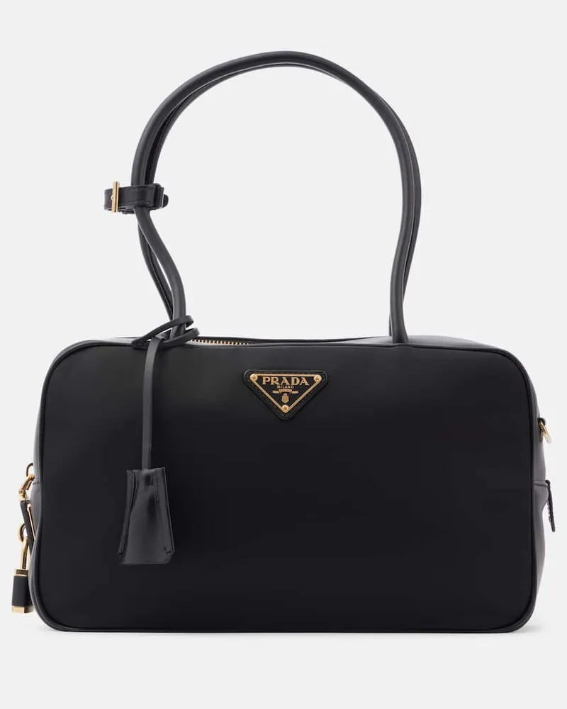 Prada Schultertasche Re-Nylon Medium mit Leder Schwarz