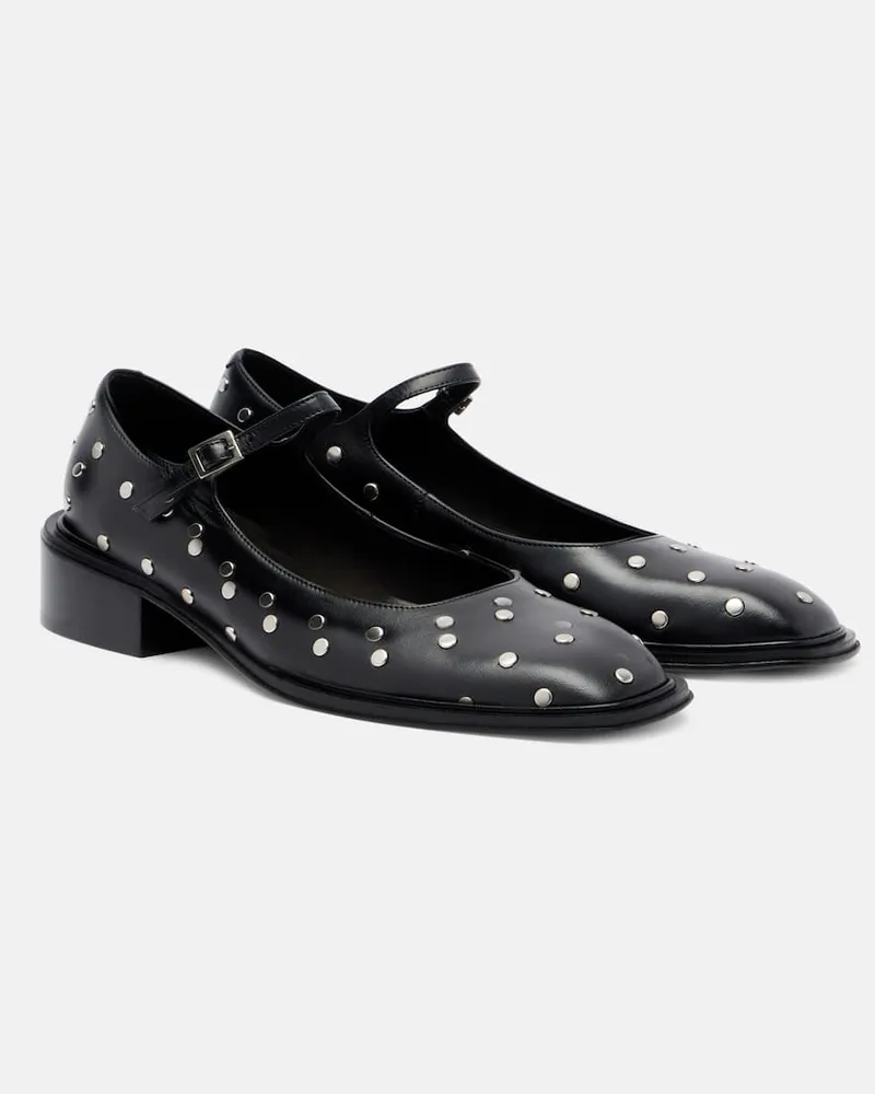 SOULIERS MARTINEZ Verzierte Mary-Jane-Pumps Penelope 40 aus Leder Schwarz