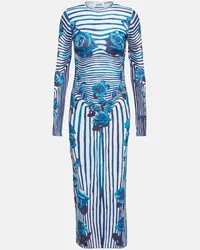 Jean Paul Gaultier Bedrucktes Midikleid aus Jersey Blau