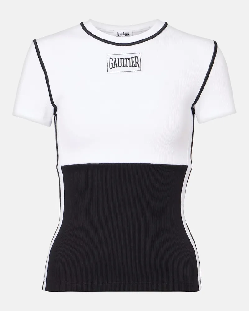 Jean Paul Gaultier Bedrucktes T-Shirt aus Jersey Weiß