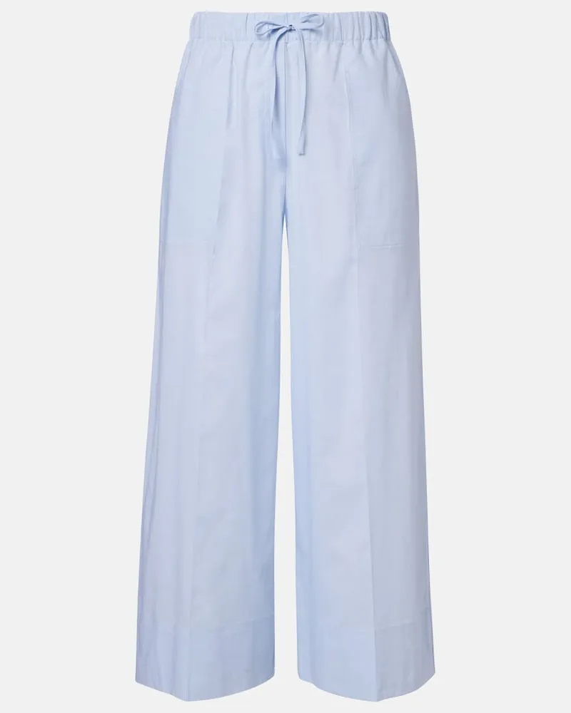 Totême Weite Hose aus Baumwolle und Leinen Blau