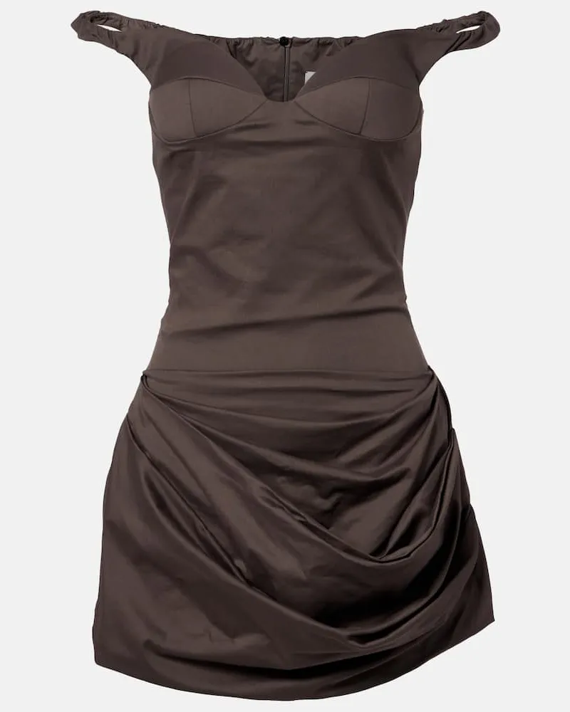 Magda Butrym Off-Shoulder-Minikleid aus einem Baumwollgemisch Braun