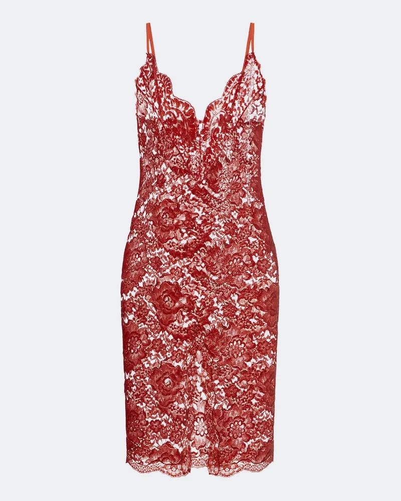 Saint Laurent Slipdress aus Spitze Orange