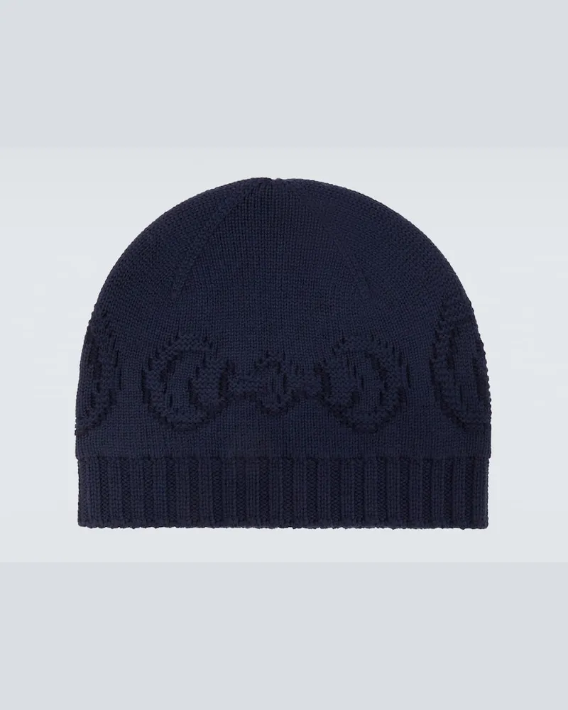 Gucci Mütze Horsebit aus Wolle Blau