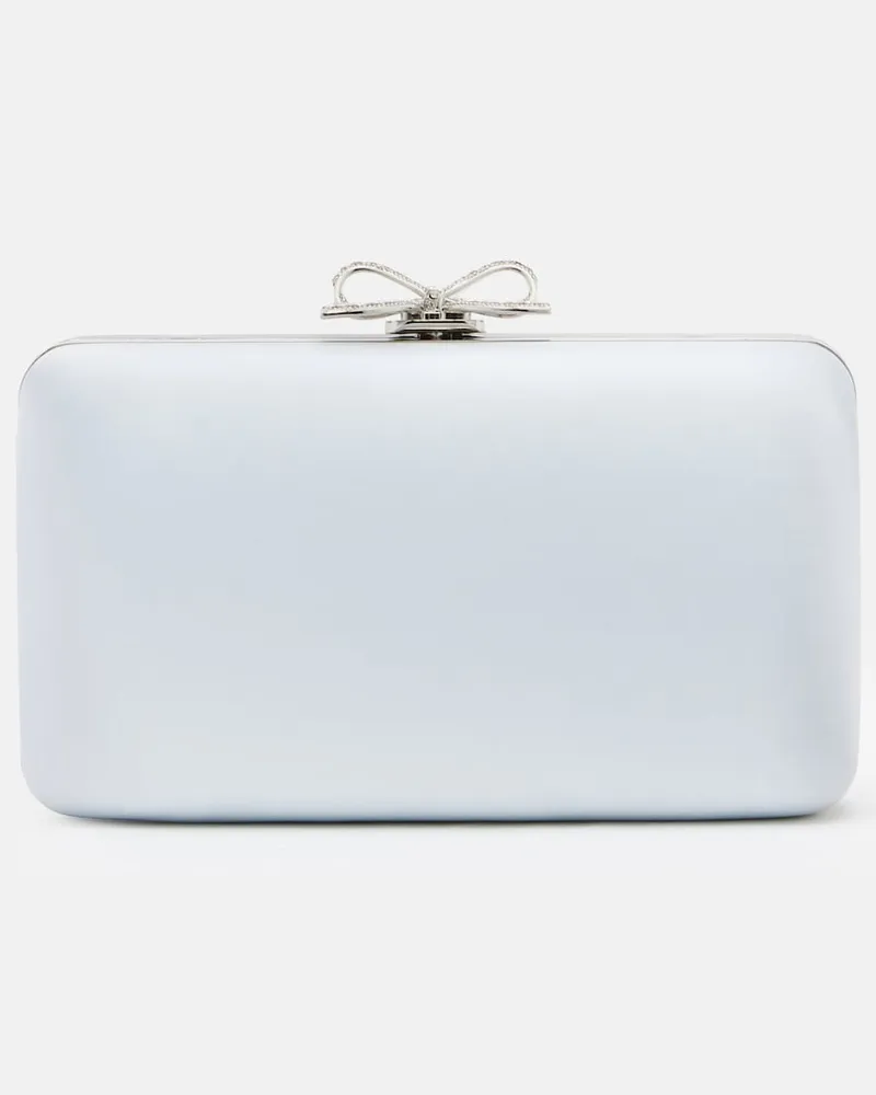Self-Portrait Clutch aus Satin mit Kristallen Blau