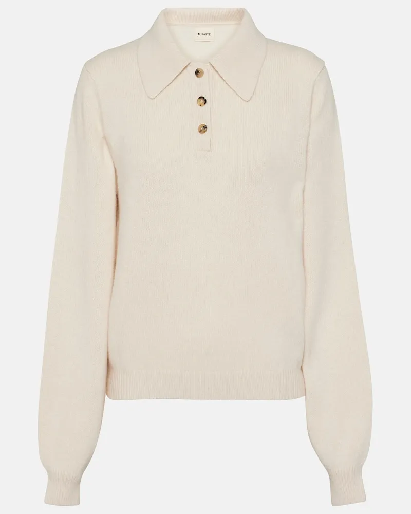 KHAITE Polopullover Joey aus einem Kaschmirgemisch Weiß