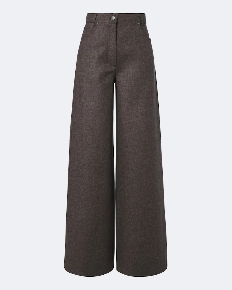 Max Mara Weite Hose aus Schurwolle Grau