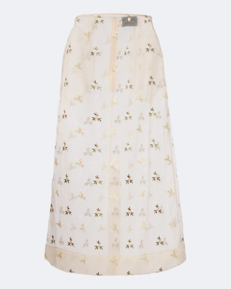 Simone Rocha Bestickter Midirock aus Tüll Beige