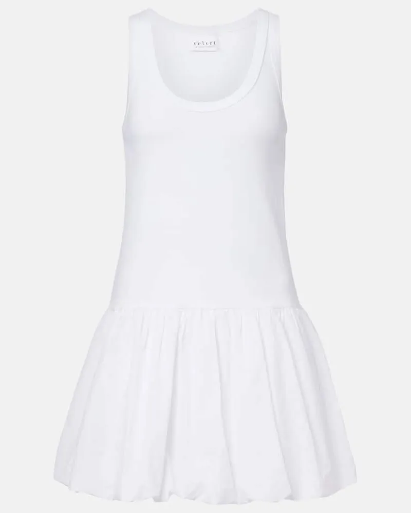 Velvet Minikleid Isla aus Popeline Weiß
