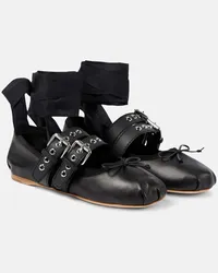 Miu Miu Ballerinas aus Leder Schwarz