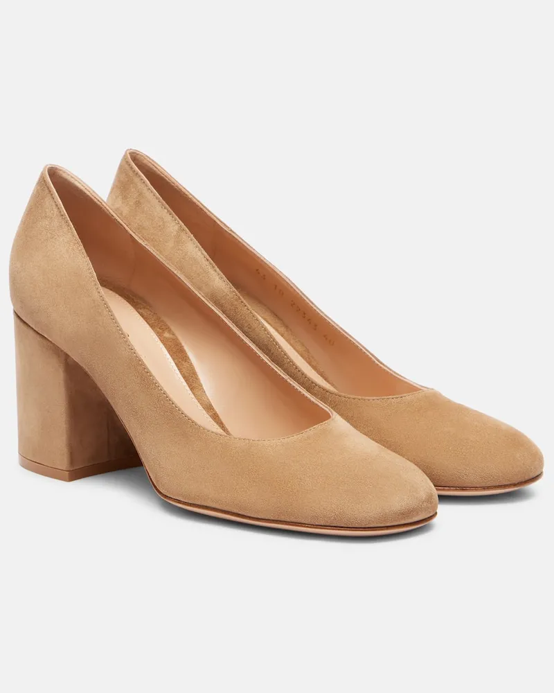 Gianvito Rossi Pumps 70 aus Veloursleder Beige