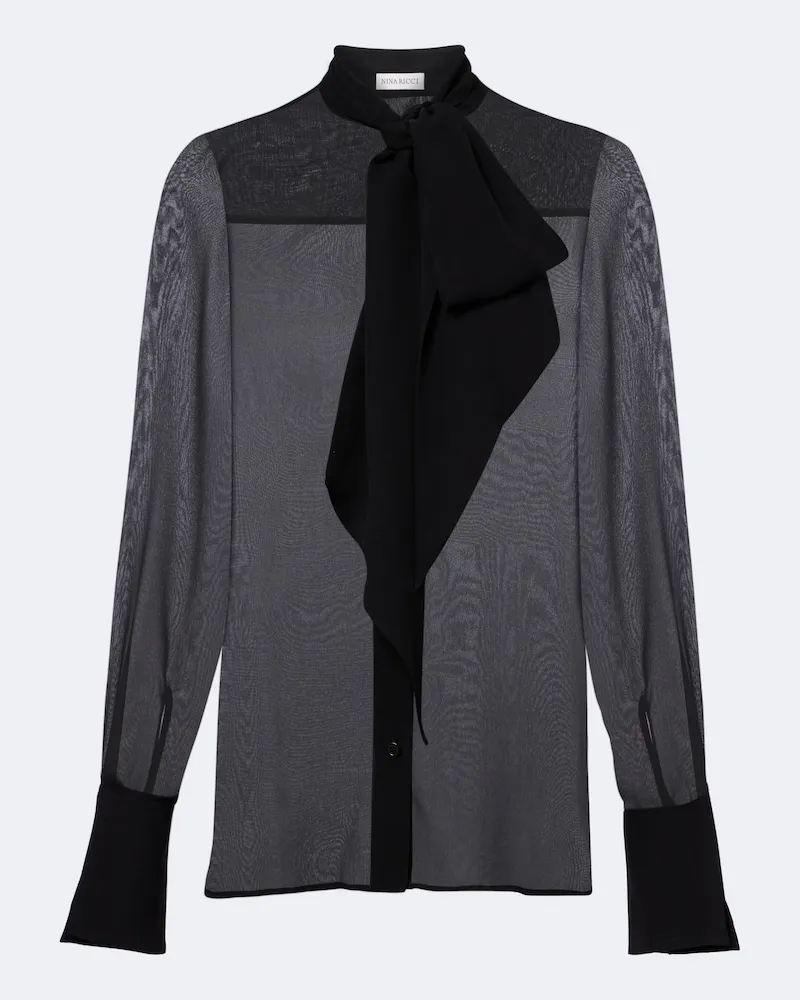Nina Ricci Bluse aus Seidenchiffon Schwarz