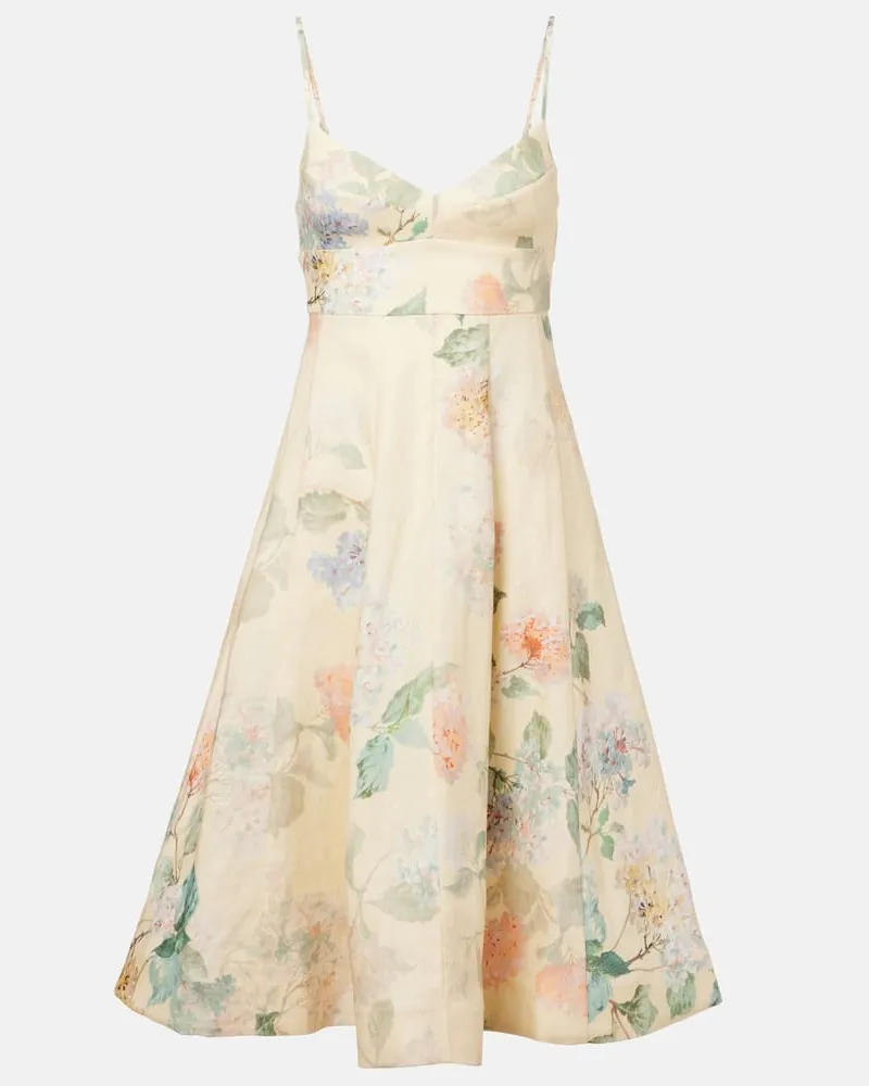 Zimmermann Midikleid Illuminate aus Leinen Multicolor