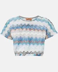 Missoni Cropped-Top aus Haekelstrick Blau