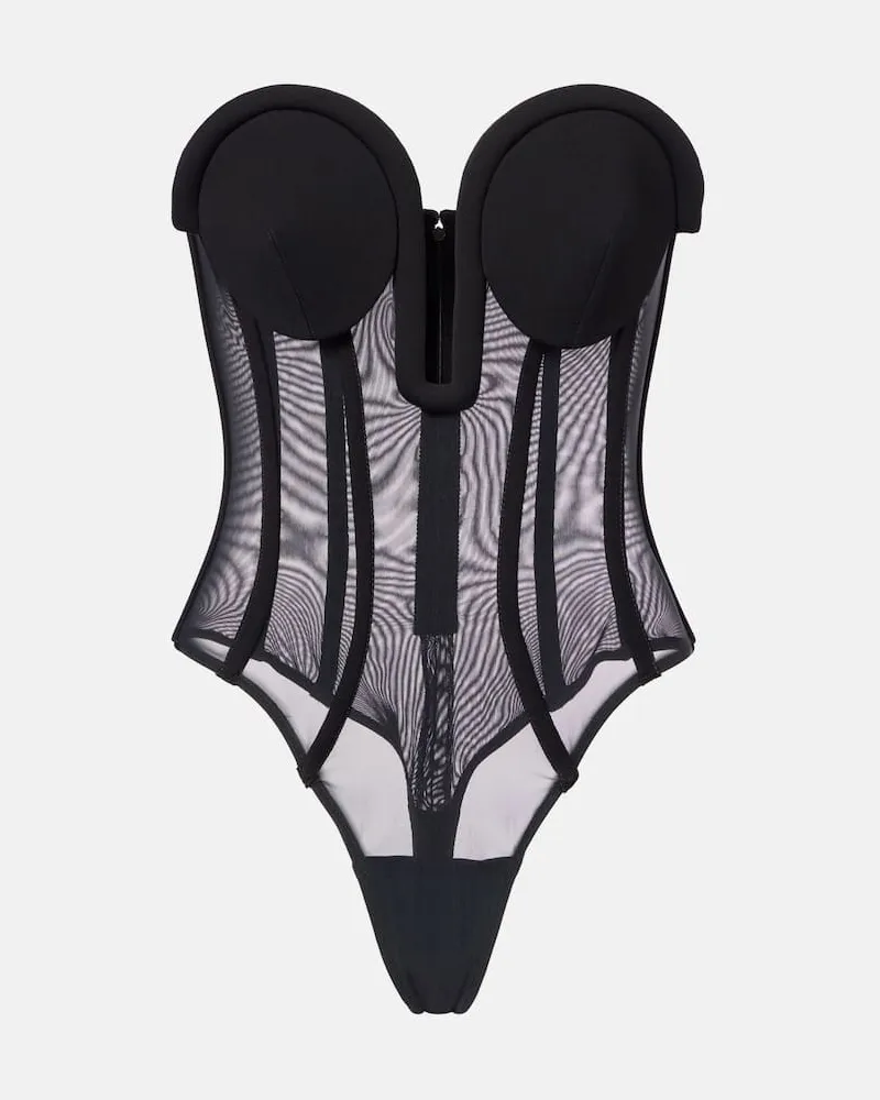 Jean Paul Gaultier Bodysuit aus Mesh Schwarz