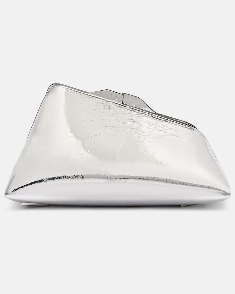 ATTICO Clutch 8.30 PM aus Metallic-Leder Silber