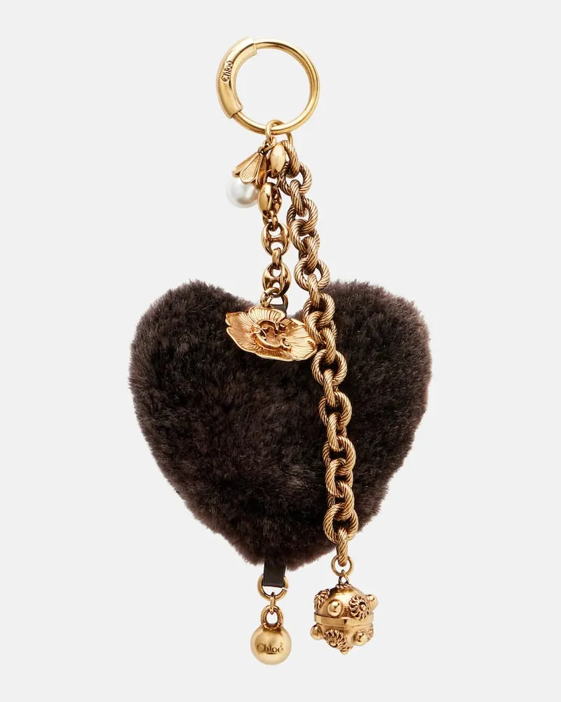 Chloé Chloé Taschenanhänger Chloé Symbols aus Shearling Braun