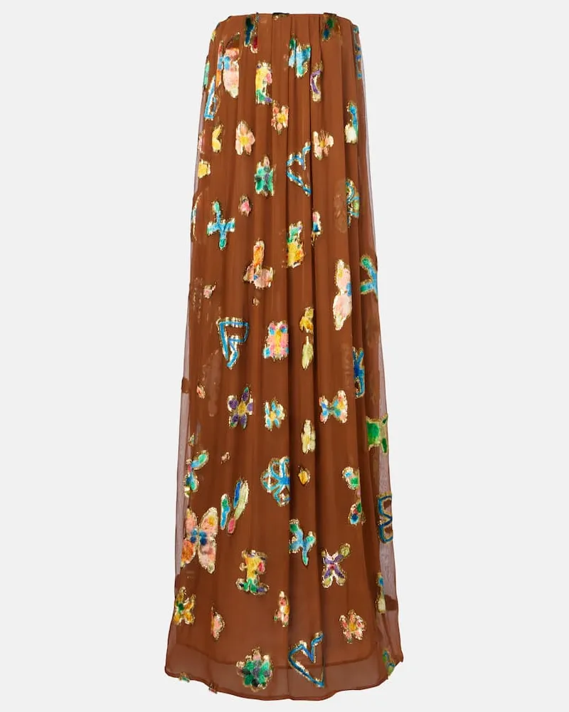 ALEMAIS Alémais Robe aus einem Seidengemisch Braun