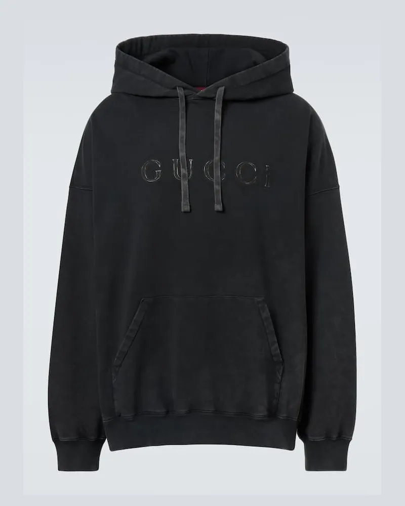 Gucci Bedruckter Hoodie aus Baumwoll-Jersey Schwarz
