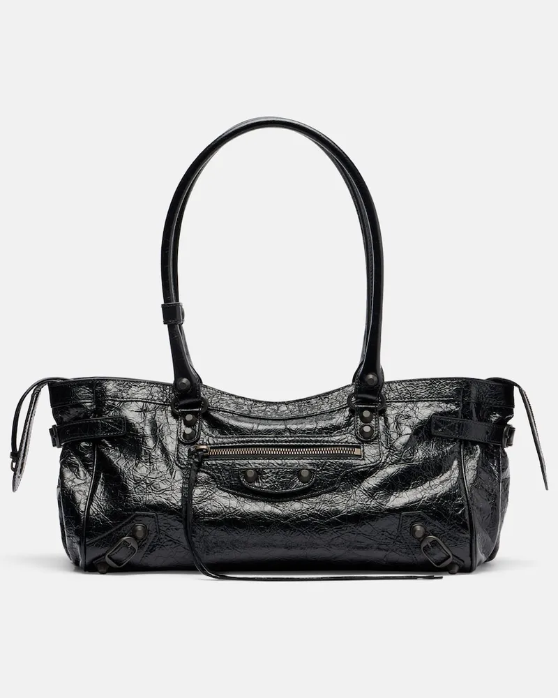 Balenciaga Schultertasche Le City East-West aus Leder Schwarz