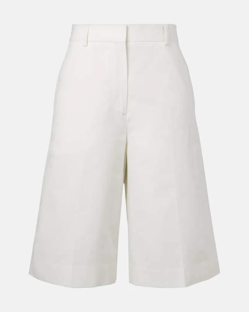 Totême Bermuda-Shorts aus Baumwolle und Leinen Weiß