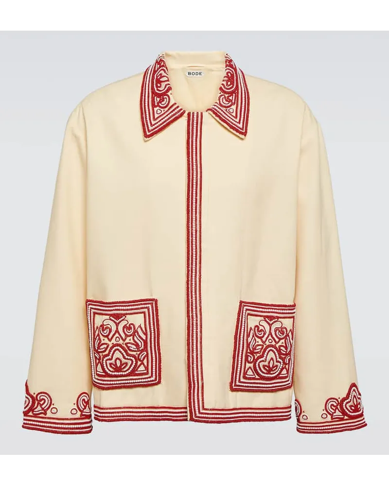 BODE Bestickte Jacke Flora aus Baumwolle Beige
