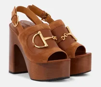 Slingback-Sandalen Horsebit aus Veloursleder