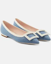 Roger Vivier Ballerinas aus Denim mit Leder Blau