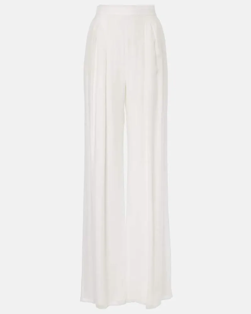Max Mara Bridal Weite Hose Lampo aus Seidenchiffon Weiß