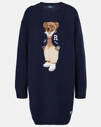 Ralph Lauren Pulloverkleid Polo Bear aus Wolle und Kaschmir Blau