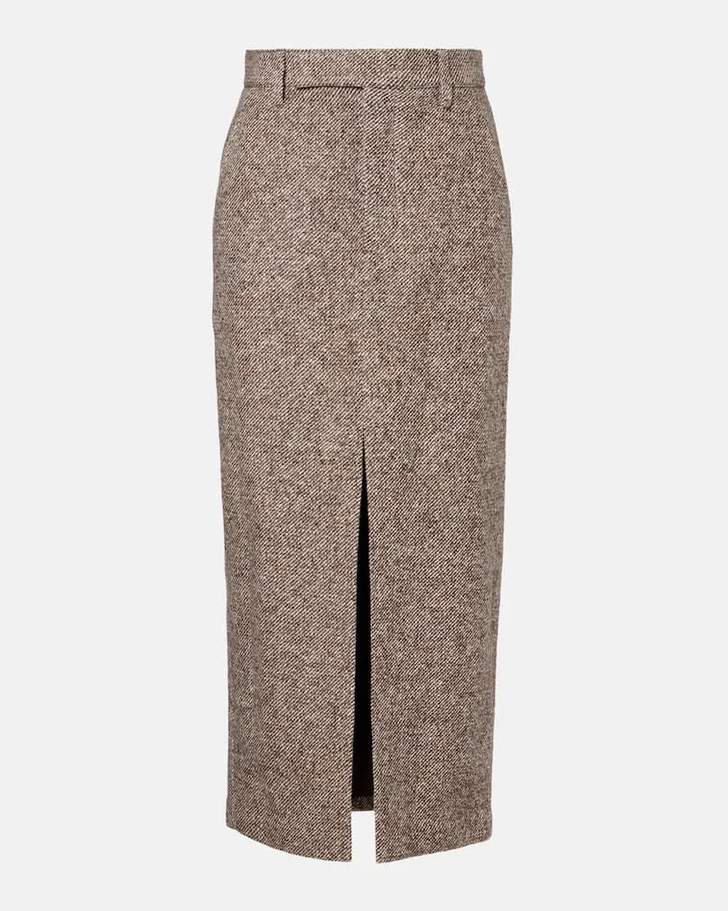 Brunello Cucinelli Midirock aus einem Wollgemisch Braun