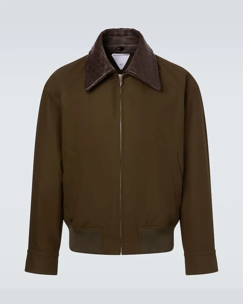 Bottega Veneta Blouson aus Baumwoll-Twill mit Leder Grün