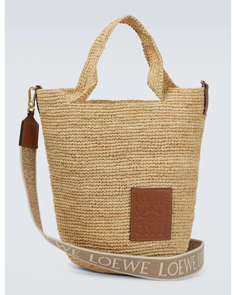 Loewe Paula's Ibiza Tote Slit Mini aus Raffiabast Beige