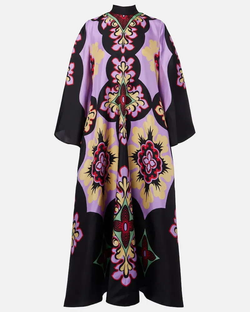 La DoubleJ Maxikleid Palazzo Placée aus Seiden-Twill Multicolor