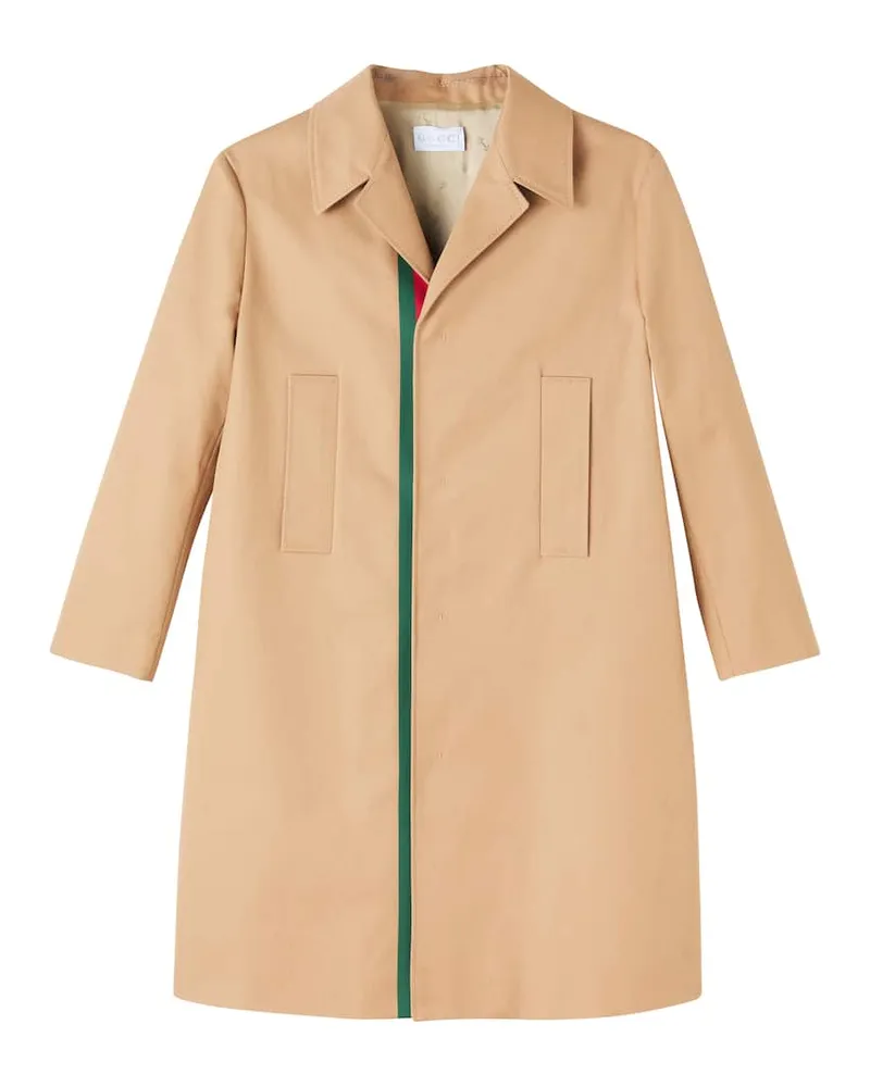Gucci Mantel Web Stripe aus Baumwolle Beige