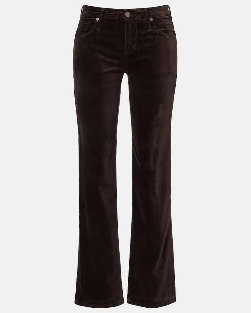 7 for all mankind Gerade Mid-Rise-Hose Calie Straight aus Samt Braun