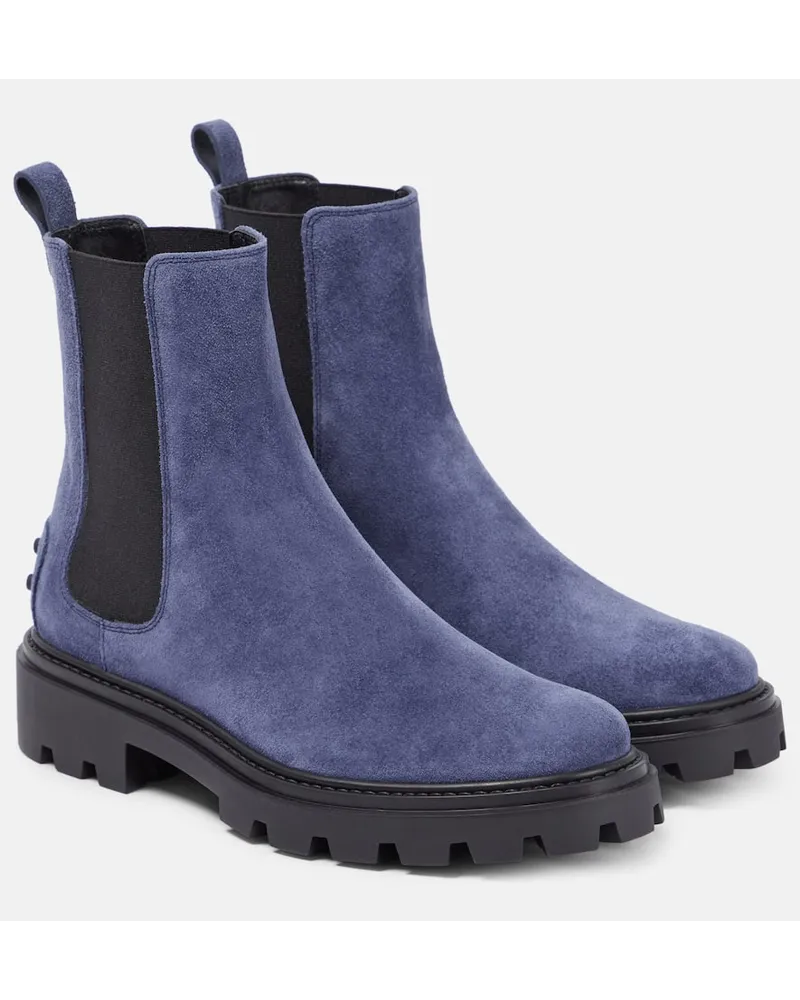 TOD'S Chelsea Boots aus Veloursleder Blau