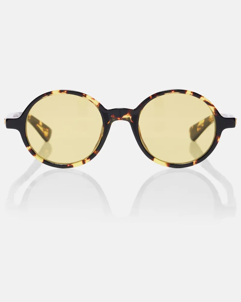 Bottega Veneta Runde Sonnenbrille Gelb