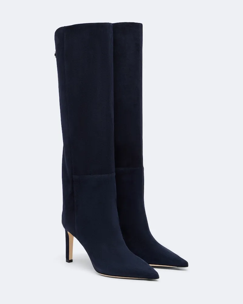 Jimmy Choo Stiefel Alizze aus Veloursleder Blau