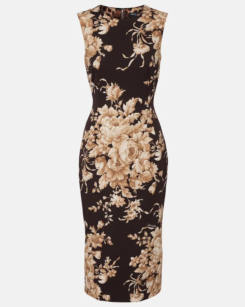 Dolce & Gabbana Midikleid aus Charmeuse Braun